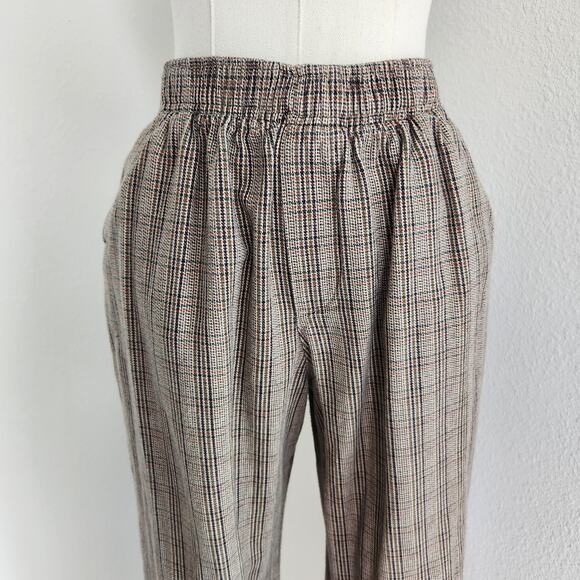 Vintage Cabin Creek Plaid Tan Red High Rise Trousers Straight Leg Stretchy Pants - Picture 2 of 8